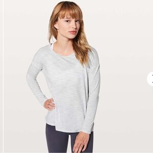 Lululemon- Back Into It LS- Sz XL- 3 Color Space Dye- Grey-White- Hi Low Hem